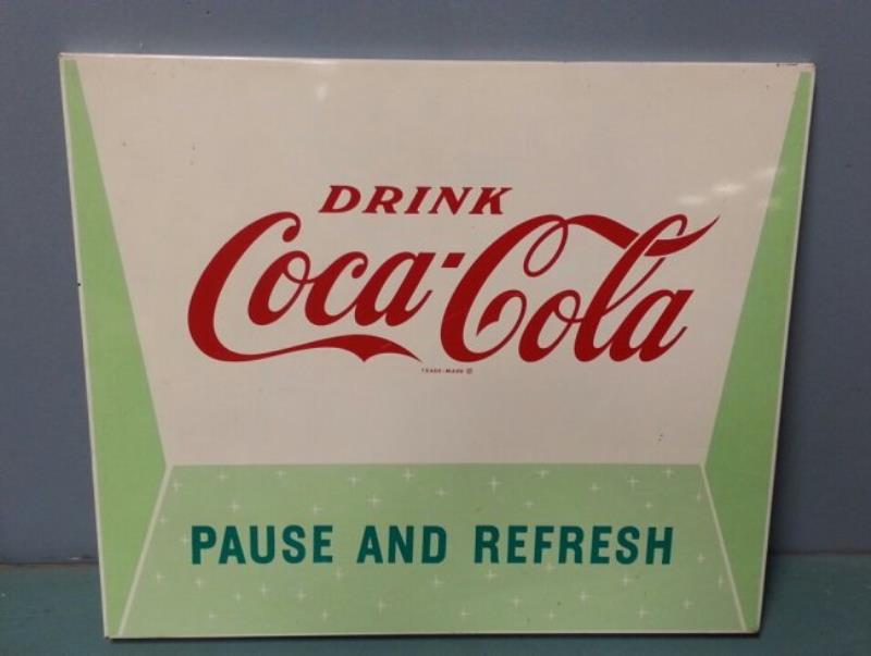 Metal Coca Cola PAUSE AND REFRESH Sign