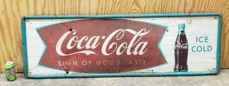 Coca Cola Sign of Good Taste Fishtail Tin Sign