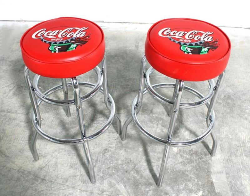 Pair of Coca Cola Themed Bar Stools