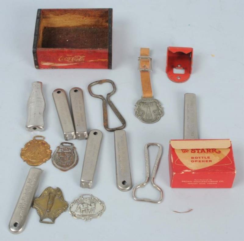 Lot of Coca-Cola Openers, Fobs, & More