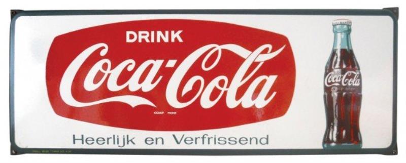 Coca-Cola embossed porcelain sign, "Drink Coca Cola Hee
