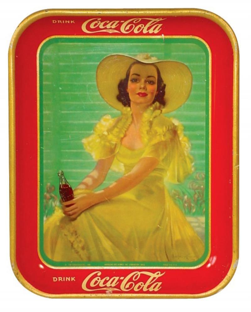Coca-Cola serving tray, c.1938 Girl in Yellow Dres