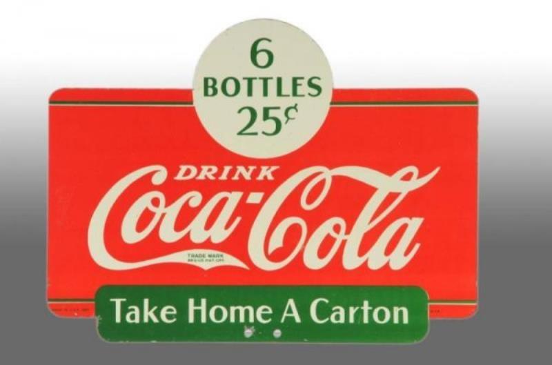Heavy Tin Coca-Cola 2-Sided Die-Cut Rack Sign.