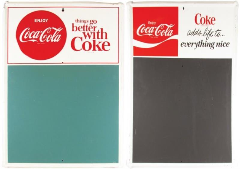 2 Coca Cola Self Framed Tin Menu Board Signs