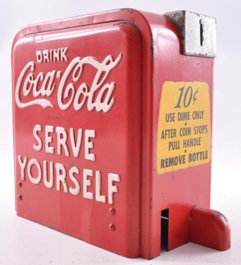 Vintage Coca-Cola Embossed Metal "Serve Yourself"