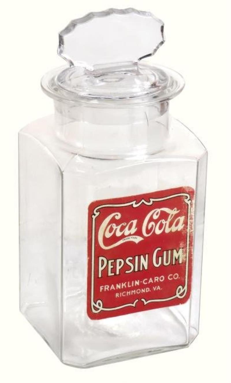 Coca-Cola Pepsin Gum jar, mfgd by Franklin-Caro Mfg