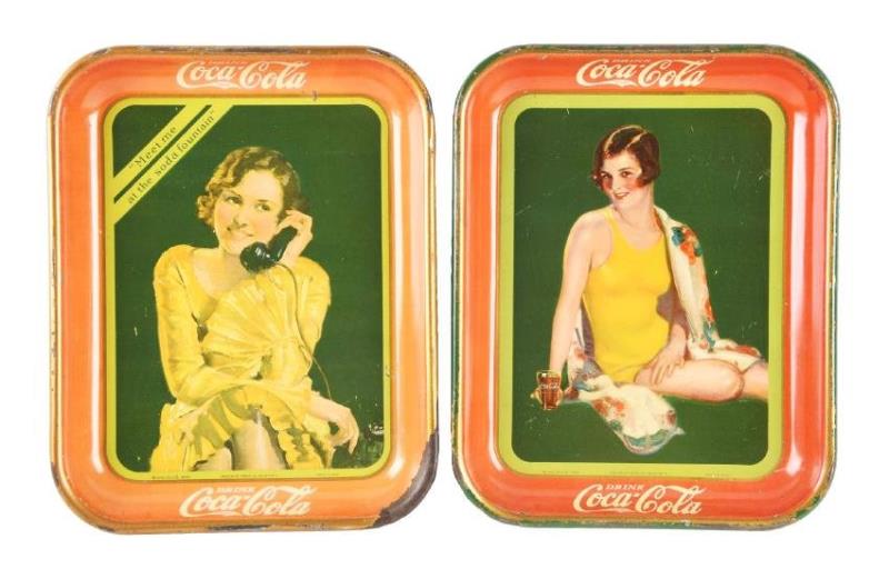 1929 & 1930 Coca-Cola Tin Serving Trays.