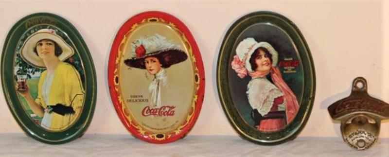 (3) 1973 Coca Cola Tip Trays 1925 Opener