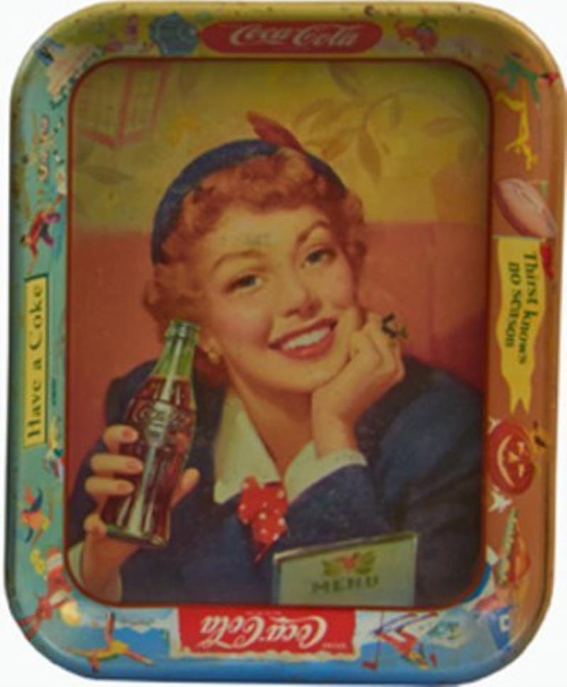1950s Drink Coca-Cola Tin Serving Tray 13''''x10''''