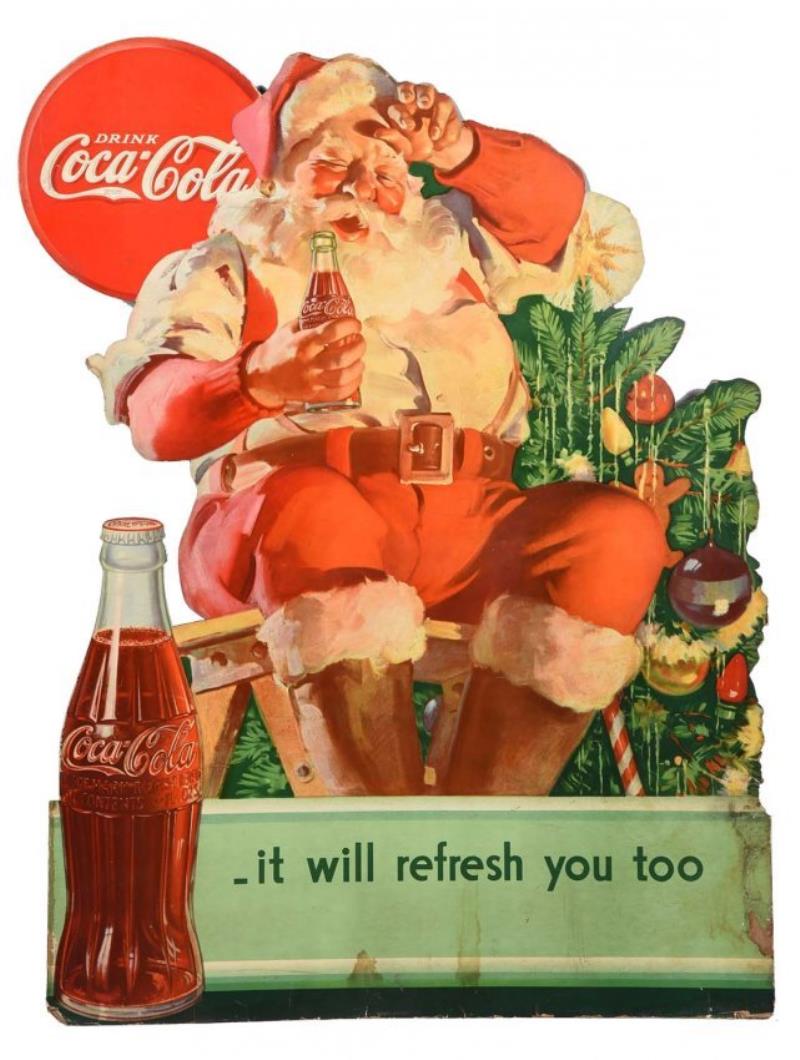 1935 Coca - Cola Santa Stand-Up Sign.