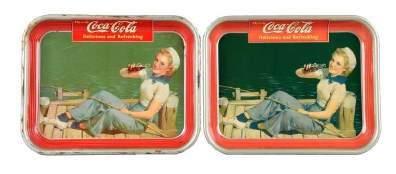 Pair Of 1940 Coca - Cola Tin Trays