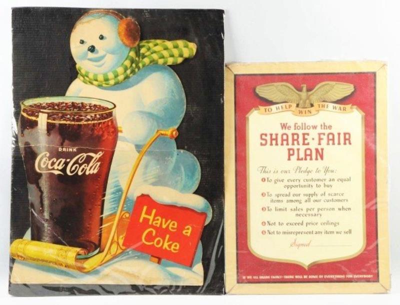 Cardboard Coca-Cola Signs.