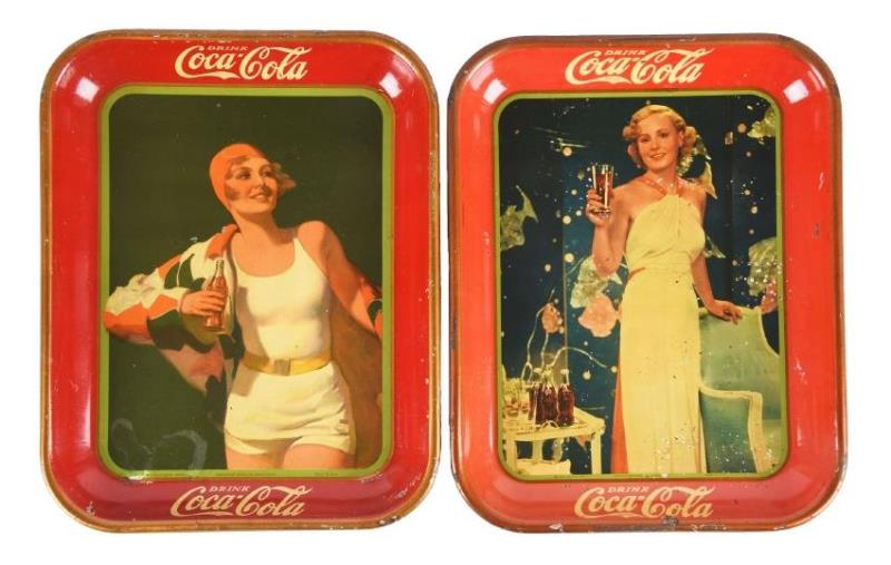 1930 & 1935 Coca-Cola Tin Serving Trays.
