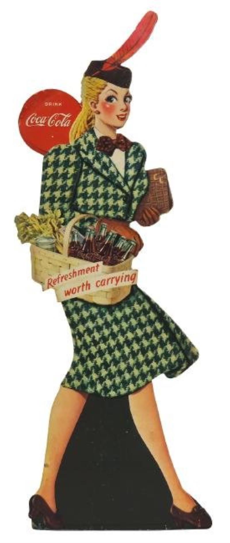 Coca-Cola sign, diecut cdbd easel back, "Refreshment