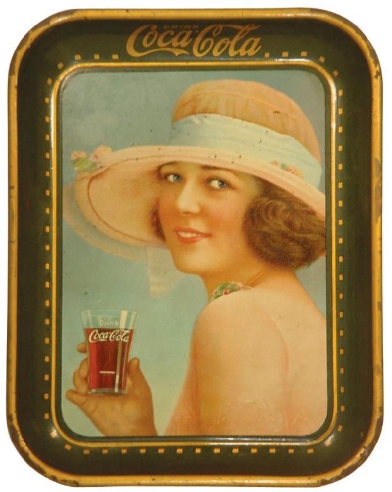 Coca-Cola serving tray, 1922, pretty girl w/glass