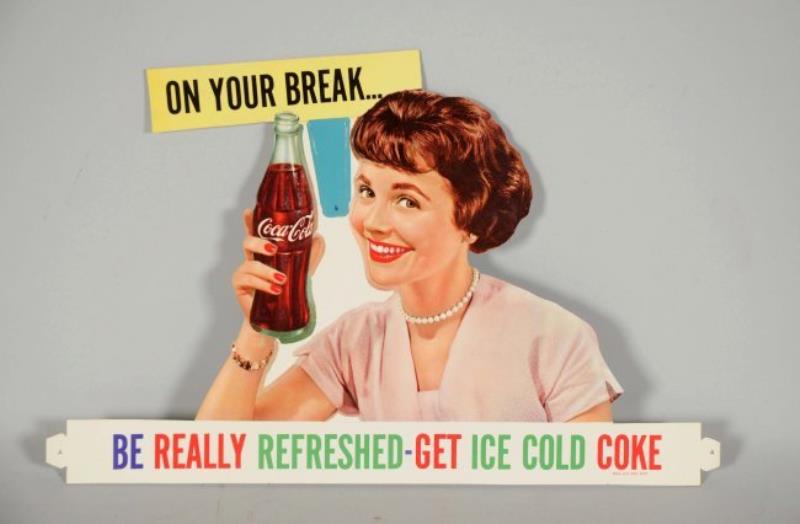 Coca-Cola Diecut Cardboard Advertising Sign.