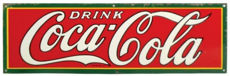Coca-Cola sign, "Drink Coca-Cola", litho on metal,