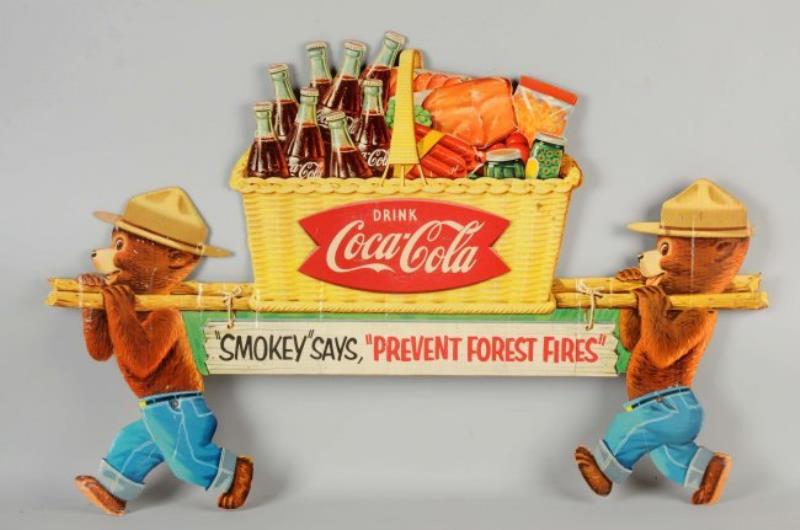 Coca-Cola Smokey The Bear Diecut Cardboard Sign.