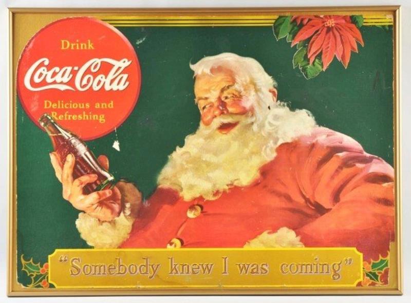 Cardboard Coca-Cola Santa Poster.
