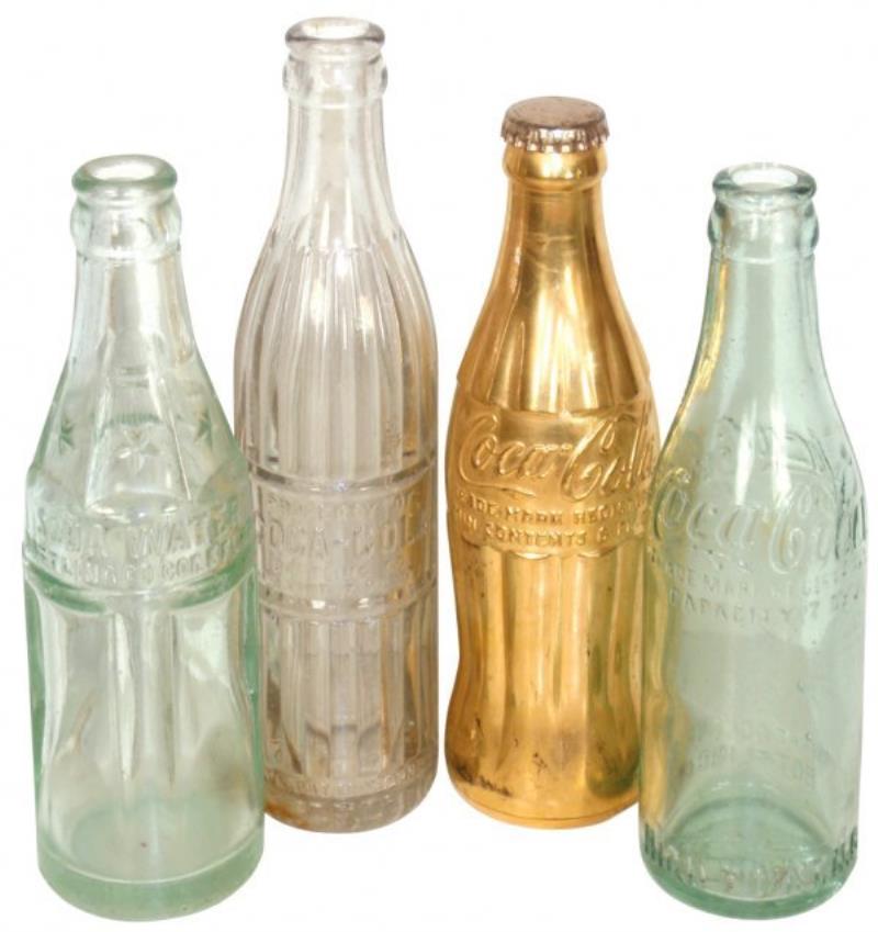 Coca-Cola bottles (4), pre-1917 bottle from High