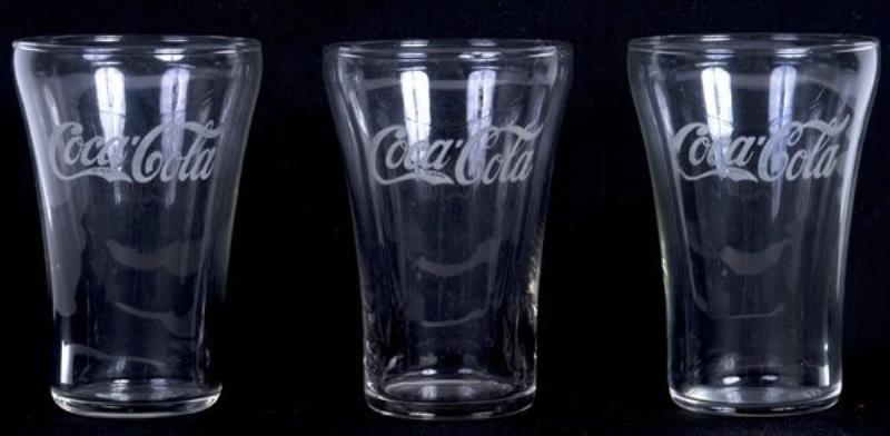 3 1920S COCA-COLA MODIFIED FLARE GLASSES