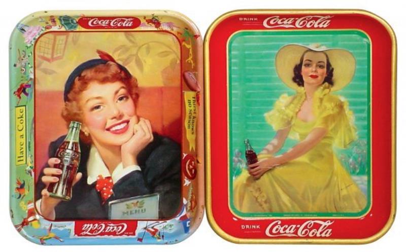 Coca-Cola serving trays (2), 1938 Girl in Yellow D