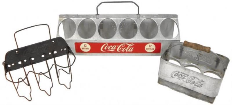 Coca-Cola bottle carriers (3), 2 stamped 6-pks & 12-pk