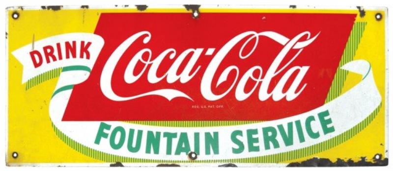 Drink Coca-Cola-Fountain Service porcelain sign, c