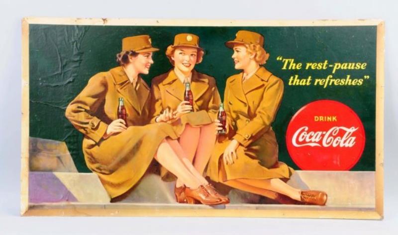 Cardboard Coca - Cola Three Ladies In Uniforms