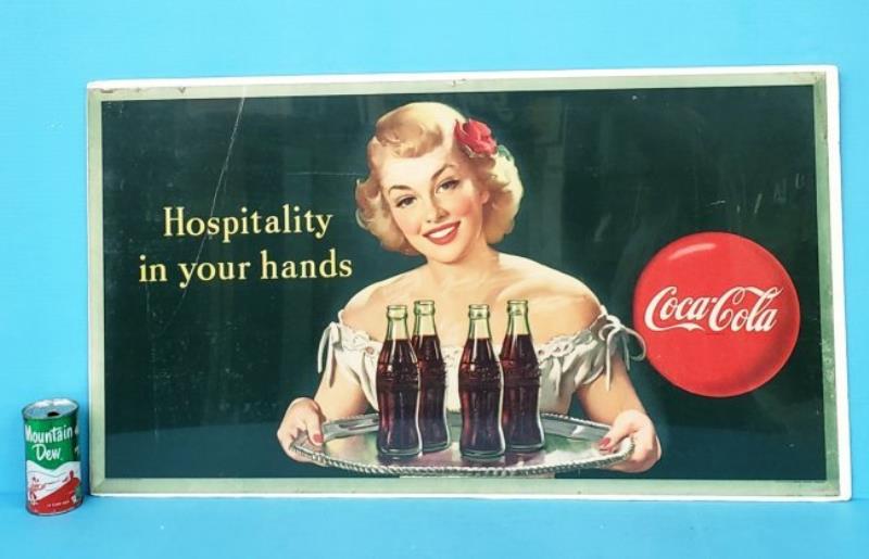 Coca Cola Hospitality in your hands Cardboard Sign