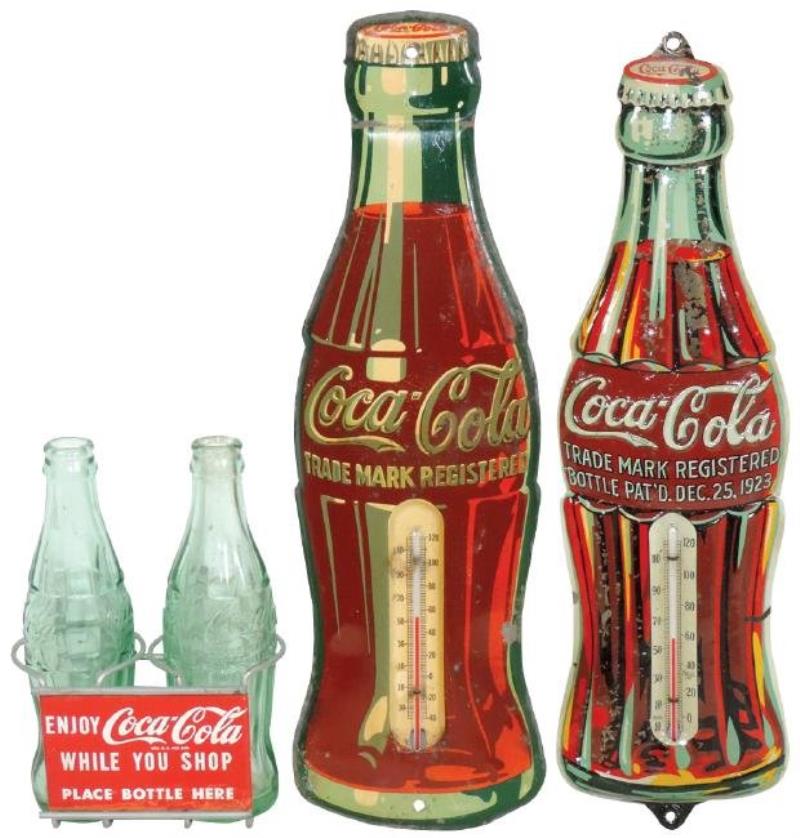 Coca-Cola thermometers & shopping cart bottle carrier