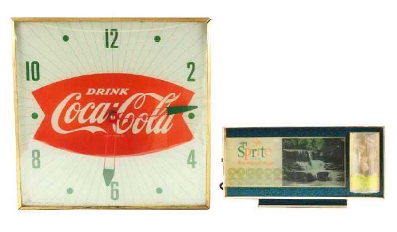 Coca-Cola Clock and Sprite Lighted Sign