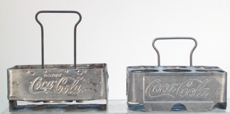 Lot of 2 Aluminum 6 Pack Coca Cola Carriers
