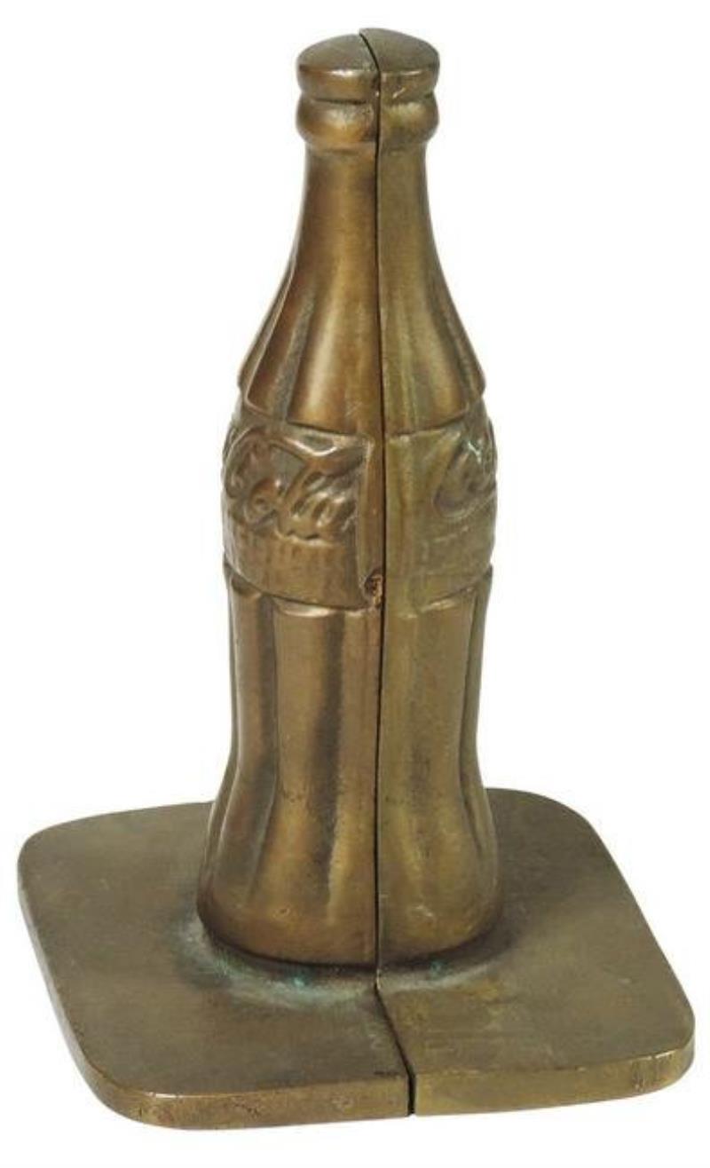 Coca-Cola bottle-shaped bookends, bronze, c.1963, Exc