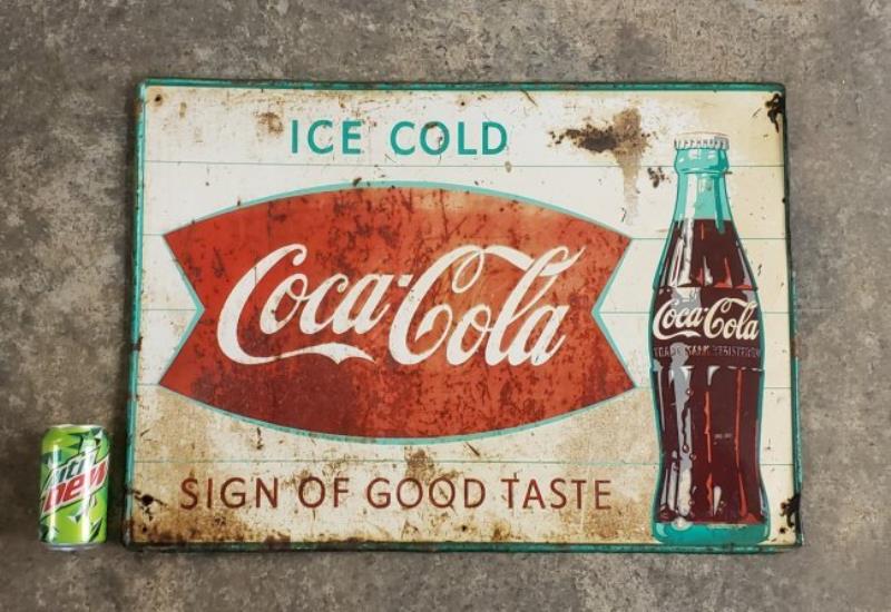 Coca Cola Fishtail Sign of Good Taste tin sign