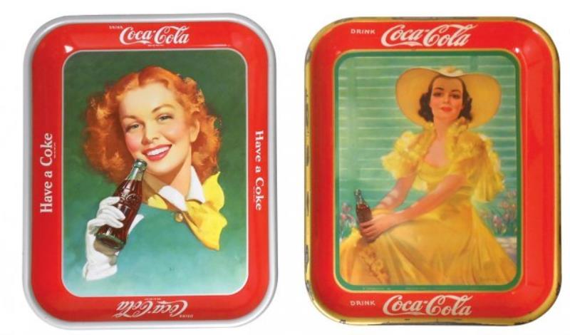 Coca-Cola serving trays (2), c.1938 Woman in Yellow