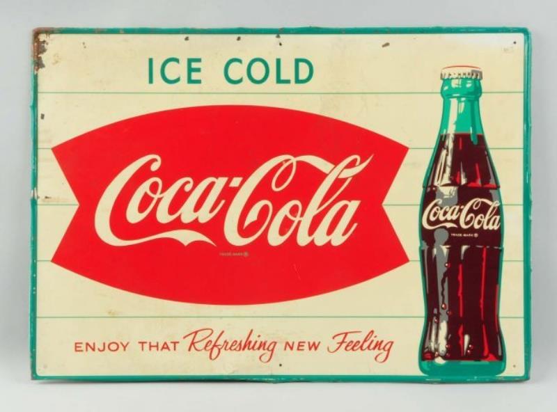 Coca-Cola Fishtail Tin Sign.
