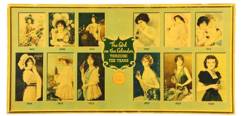 Large Coca-Cola Calendar Girl Cardboard Advertising