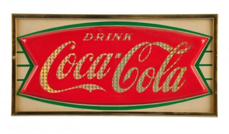 1960's Coca - Cola Embossed Plastic Sign.