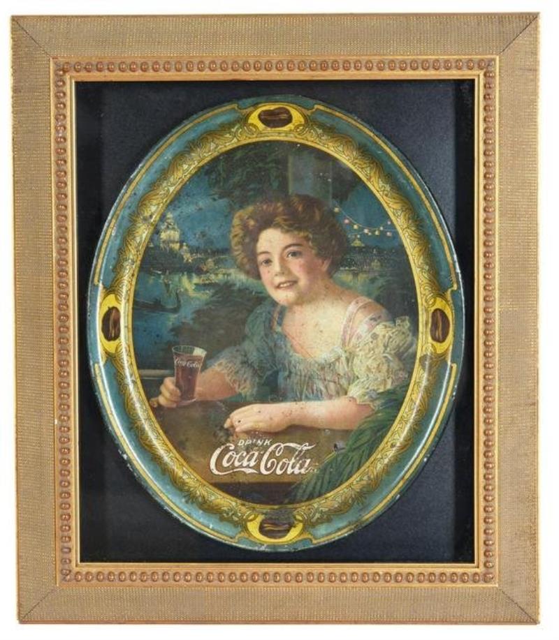1910 Coca-Cola Oval Serving Tray Exhibition Girl
