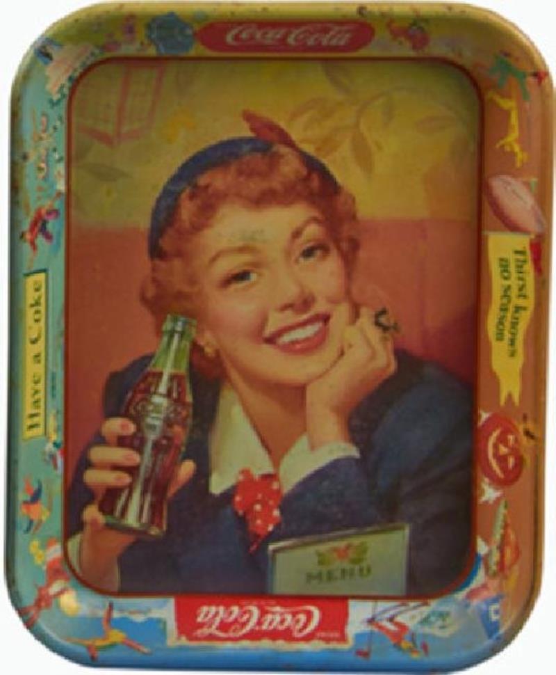 1950s Drink Coca-Cola Tin Serving Tray 13''''x10''''