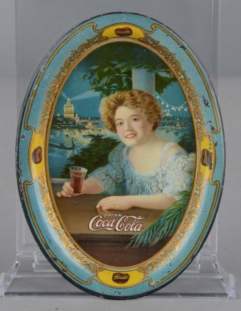 Vintage Coca Cola Exhibition Girl Tip Tray 1909