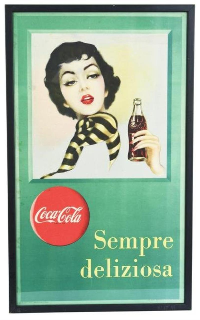 Italian Coca-Cola Poster "Sempre deliziosa" w/Lady