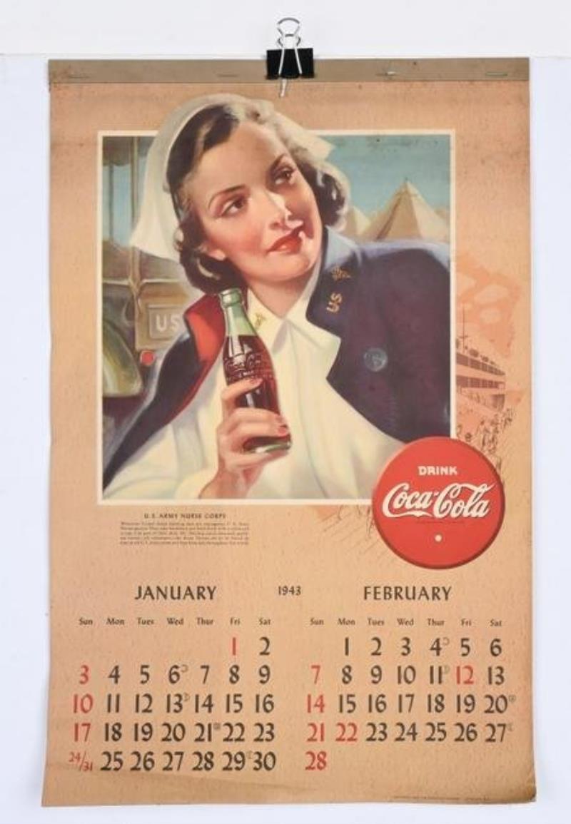 1943 COCA COLA US ARMY NURSE CORPS CALENDAR WW2