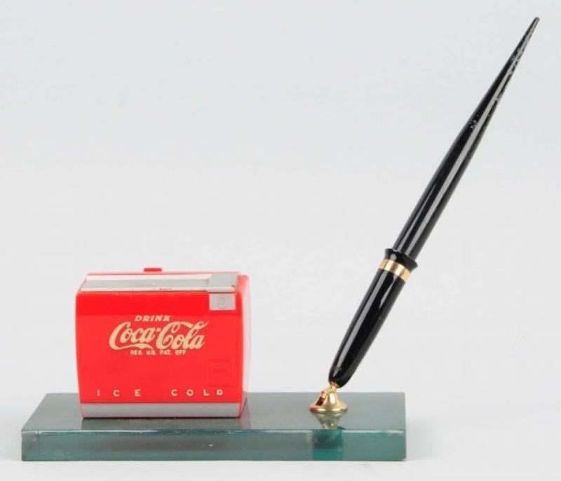 1950s Coca-Cola Desk Set with Musical Cooler