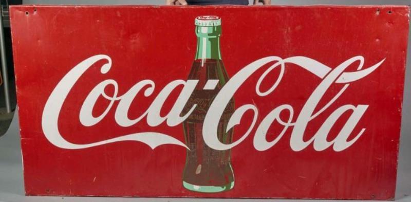 Large TM Bottle Coca Cola Tin Bulletin Sign