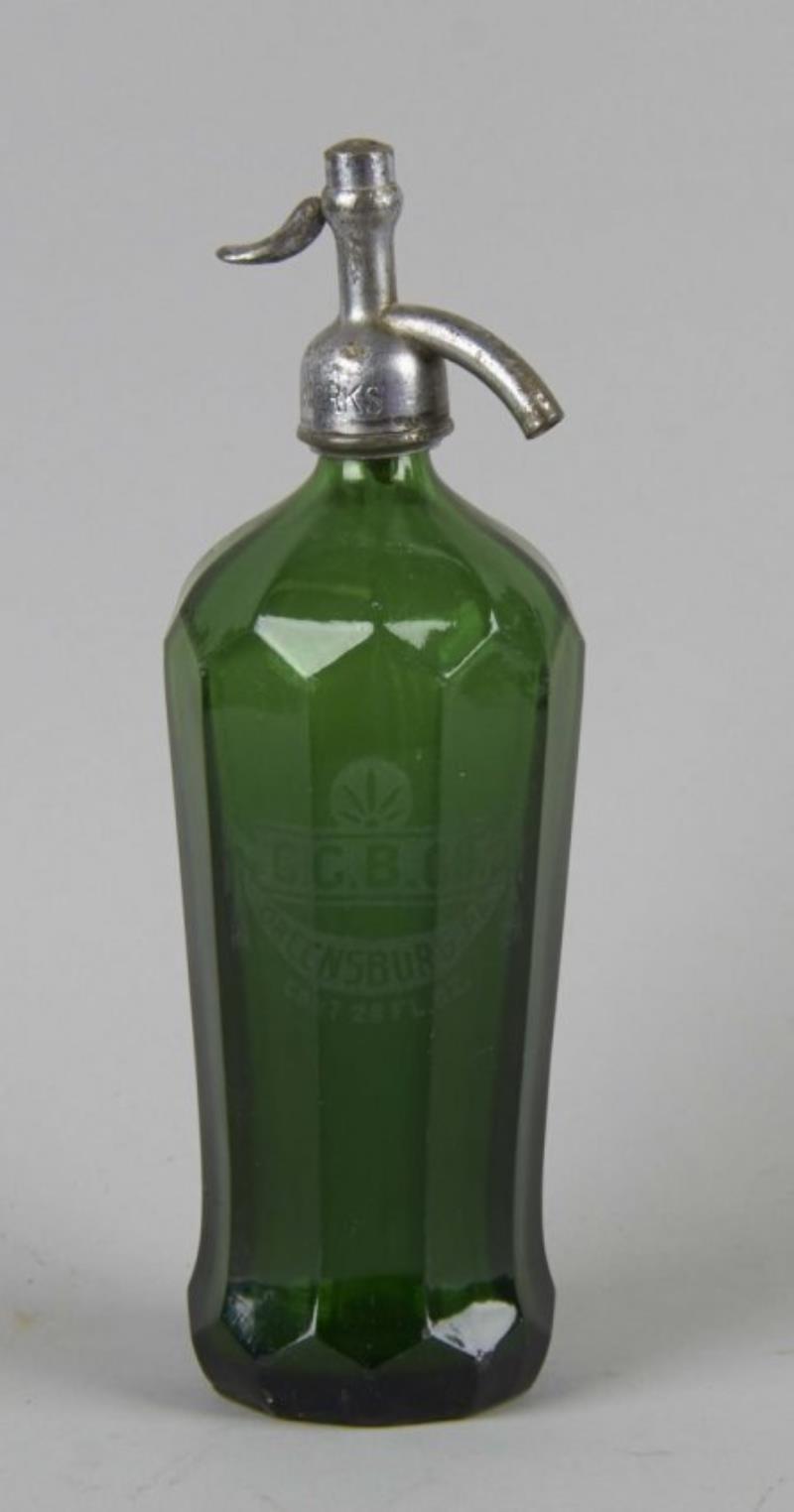 Coca Cola Greensburg Green Glass Seltzer Bottle