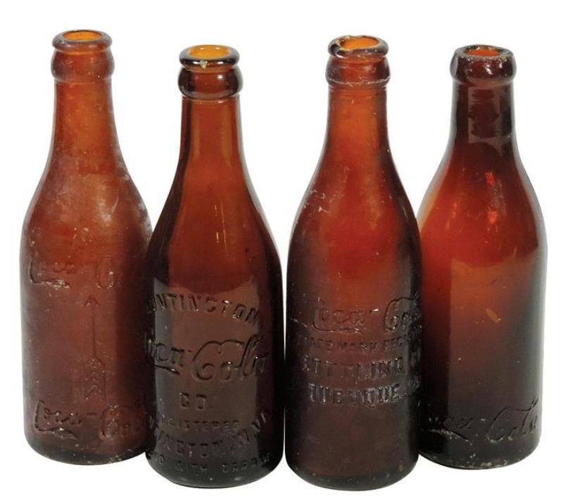 Coca-Cola Bottles (4), all amber, embossed Memphis,