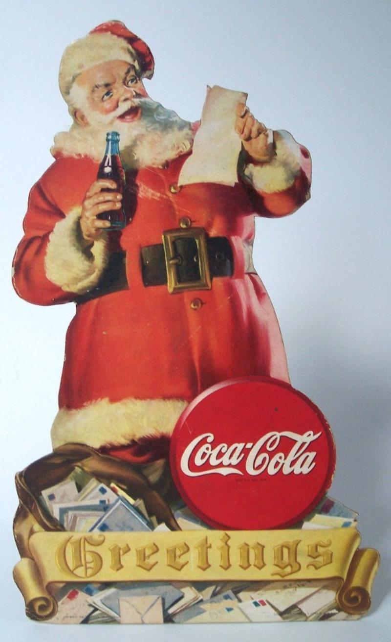 Coca Cola Santa Advertising cut out, circa 1945