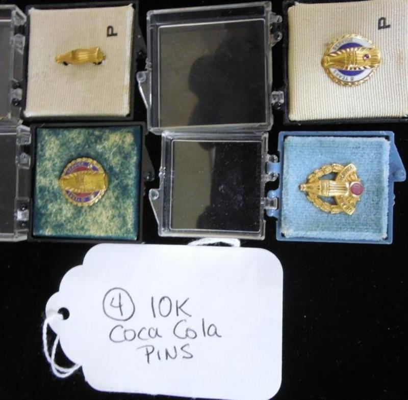 Coca Cola Service Pins 10K Lot of 4
